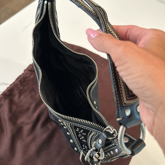 Black Embroidery Coach Bag. - Picture 7 of 8